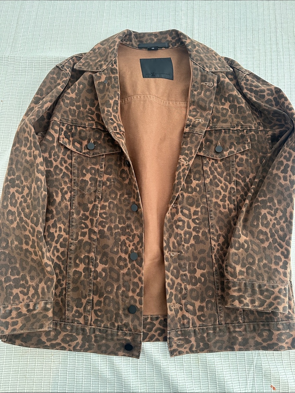 Alexander Wang Brown Leopard Print Denim Jacket